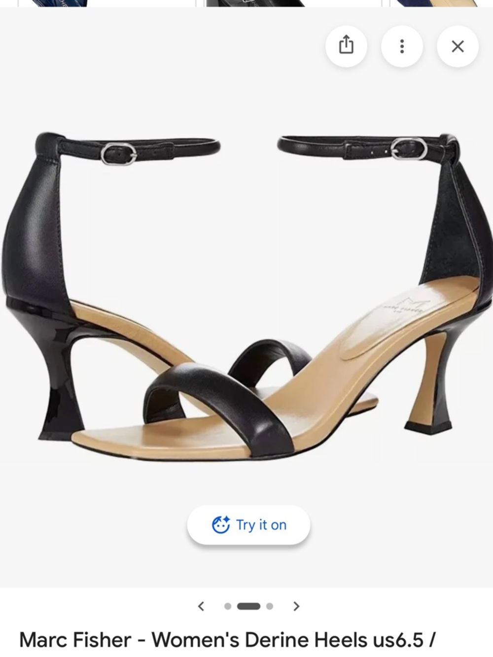 Marc Fisher Black & Nude Leather Block Heel Strappy Ankle Block Heel NWT Size 8